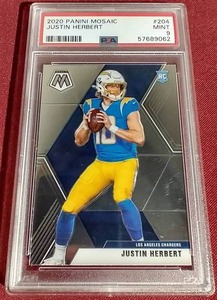 lot 34 image: 2020 Mosaic Justin Herbert Rookie Card - PSA 9
