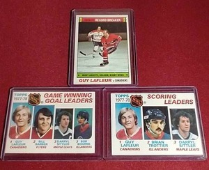 lot 36 image: (3) Vintage Guy Lafleur Cards