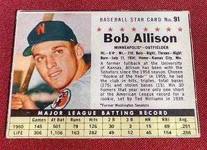 lot 40 image: 1961 Post Cereal Bob Allison Card