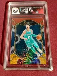 lot 54 image: 2020-21 Select Red White & Orange Shimmer LaMelo Ball Rookie Card - HGA 9