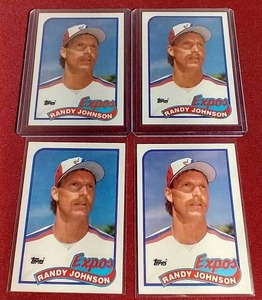 lot 57 image: (4) 1989 Randy Johnson Rookie Cards