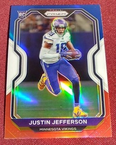 lot 58 image: 2020 Prizm Red White & Blue Prizm Justin Jefferson Rookie Card