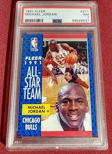 lot 64 image: 1991 Fleer Michael Jordan Card - PSA 7