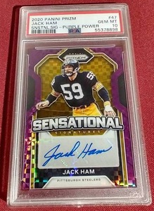 lot 72 image: 2020 Prizm Jack Ham Autograph Card - PSA 10 #d15