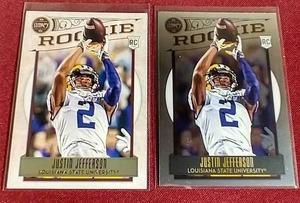 lot 73 image: (2) 2020 Legacy Justin Jefferson Rookie Cards - Base & Premium Edition