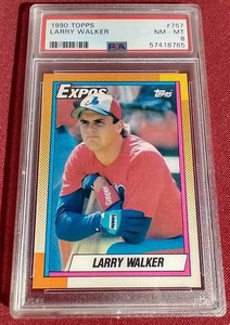 lot 79 image: 1990 Topps Larry Walker Rookie Card - PSA 8