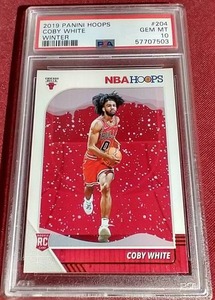lot 82 image: 2019 Hoops Coby White (Winter) Rookie Card - PSA 10
