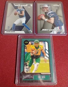 lot 96 image: (3) QB Rookie Cards - Lance, Garoppolo, Eason