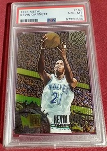 lot 98 image: 1995 Metal Kevin Garnett Rookie Card - PSA 8