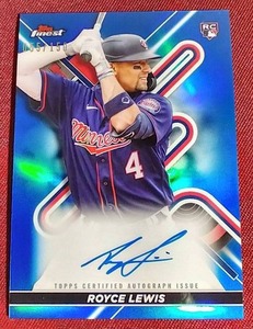 lot 103 image: 2022 Finest Royce Lewis Blue Refractor Autograph Rookie Card - #d150