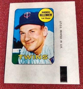 lot 126 image: 1969 Topps Harmon Killebrew Decal