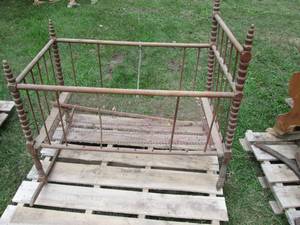 Wooden Antique Baby Crib with metal...