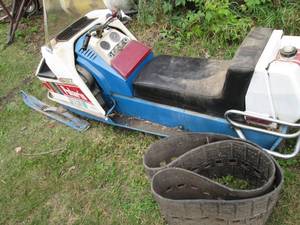 02- Classic 1971 Polaris Charger 398cc Snowmobile with 2254 miles and extra track. Seller said ran well when last used, should only need fresh gas.