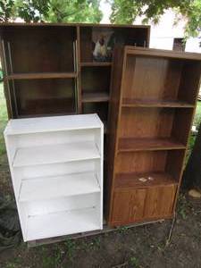 Two laminate bookshelves and two so...