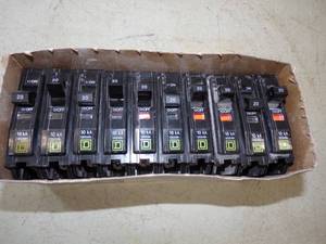 10 Square D 20 Amp Breakers unused