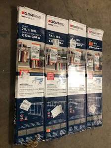 lot 4 image: Lot of 4 ClosetMaid Superslide 12 in. D x 72 in. W x 36 in. H White Wire Fixed Mount Double Hang Reach In Closet Kit customer return review pictures
