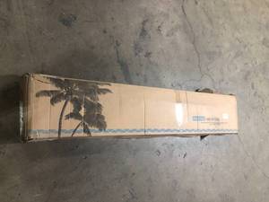 lot 8 image: Boyel Living 10 ft. Outdoor Cantilever Hanging Patio Umbrella Waterproof and UV Resistant in Tan customer return see pictures