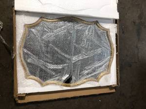 lot 15 image: Windmere Medium Gold Ornate Scalloped Wall Mirror (24 W x 36 H) customer return see pictures