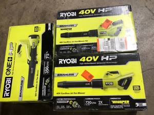 lot 33 image: Lot of RYOBI 40V HP Brushless 190 MPH 730 CFM Cordless Battery Jet Fan Leaf Blower (Tool Only) customer return review pictures