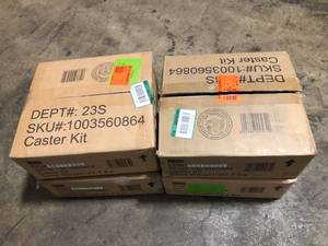 lot 44 image: Lot of 4- Husky 4 in. Caster Kit for Heavy Duty Welded Steel Garage Base Cabinets customer returns see pictures