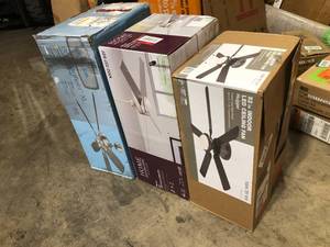 lot 49 image: Lot of Assorted Ceiling Fans- Lighting various models and conditions customer returns see pictures