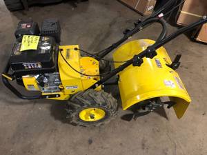 lot 50 image: Champion Power Equipment 19 in. 212cc 4-Stroke Gas Garden Rotating Rear Tine Tiller motor run needs belt customer return review pictures