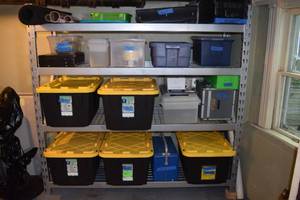 lot 125 image: USF Steel Metal Shelf CONTENTS NOT INCLUDED ONLY SHELF BRING TOOLS AND HELP TO DISASSEMBLE