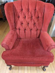 lot 58 image: Red Plush Armchair - See Pictures