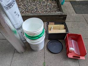 lot 150 image: Collection of Buckets and Materials - See Pictures