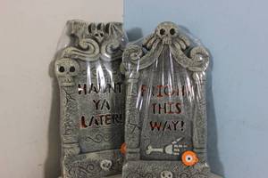 lot 28 image: 2ct Hyde & EEK Light Up Tombstones Halloween Decoration