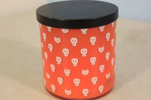 lot 123 image: Hyde and Eek Scented Candle Ghost Train Orange White Skulls Halloween Scented 2 Wick (Smells really good)