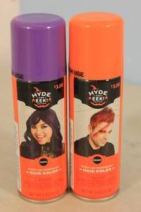lot 177 image: 2ct Hyde & EEK Temporary Hair Color Spray Purple and Orange
