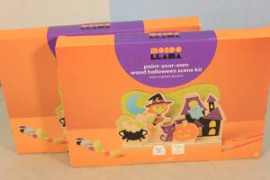 lot 116 image: 2ct Mondo Llama Paint-Your-Own Wood Halloween Scene Kit