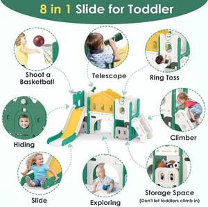 Bierum 8-in-1 Toddler IndoorOutdoor Slide Playset
