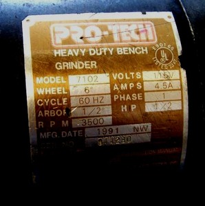 lot 14 image: Pro Tech heavy duty bench grinder, model #7102.