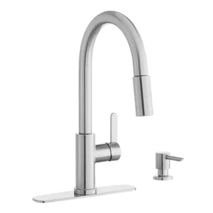 lot 84 image: Glacier Bay Paulina Single-Handle Pull-Down Sprayer Kitchen Faucet with TurboSpray, FastMount and Soap Dispenser in Stainless Steel