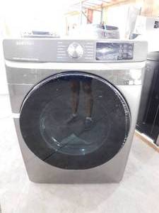 lot 13 image: Samsung 7.5-cu ft Stackable Steam Cycle Smart Electric Dryer (Platinum)