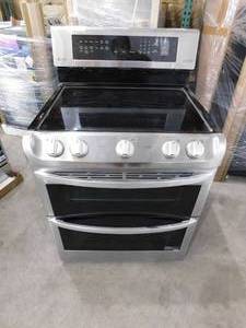 lot 14 image: LG ProBake 30-in Smooth Surface 5 Elements 4.3-cu ft  3-cu ft Self-cleaning Convection Oven Freestanding Double Oven Electric Range (Stainless Steel)