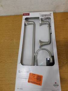 lot 61 image: Pfister Ladera 3-Piece Bath Hardware Set with Towel Ring, Toilet Paper Holder and Towel Bar in Spot Defense Brushed Nickel