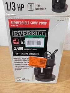 lot 86 image: Everbilt 13 HP Aluminum Submersible Sump Pump with Tether