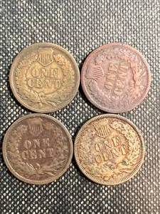 lot 10 image: GROUP OF 4 US INDIAN HEAD CENTS 1894-1897