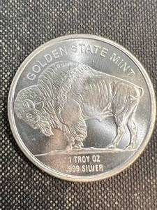 lot 16 image: 1 TROY OZ .999 FINE SILVER INDIAN BUFFALO ROUND
