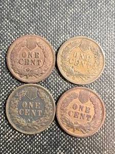 lot 20 image: GROUP OF 4 US INDIAN HEAD CENTS 1898-1901