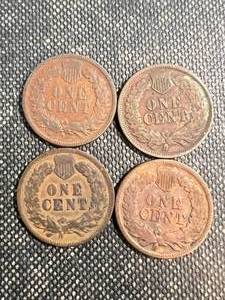 lot 34 image: GROUP OF 4 US INDIAN HEAD CENTS 1902-1905
