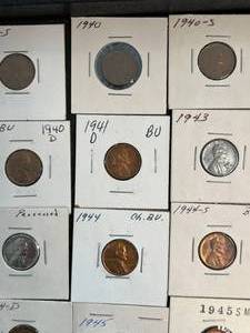 lot 42 image: GROUP OF 19 US WHEAT CENTS 1939-S  1952