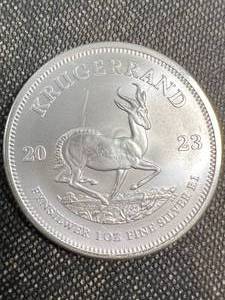 lot 56 image: 1 TROY OZ .999 FINE SILVER 2023 SOUTH AFRICAN KRUGGERAND