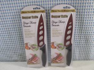 lot 19 image: (H-1) 2 Kitchen Copper Knives - Sta...