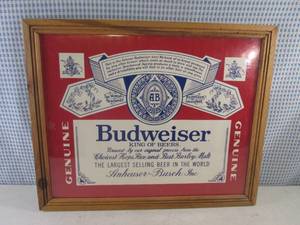 lot 298 image: (FS) Wood Frame Budweiser Decor 22...
