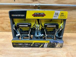 lot 14 image: SMARTSTRAPS Pack of 2- 20 ft Commercial Ratchet Tie Downs