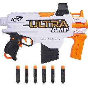 lot 99 image: NERF Ultra Amp Motorized Blaster, 6-Dart Clip, 6 Ultra Darts, Compatible Only Ultra Darts